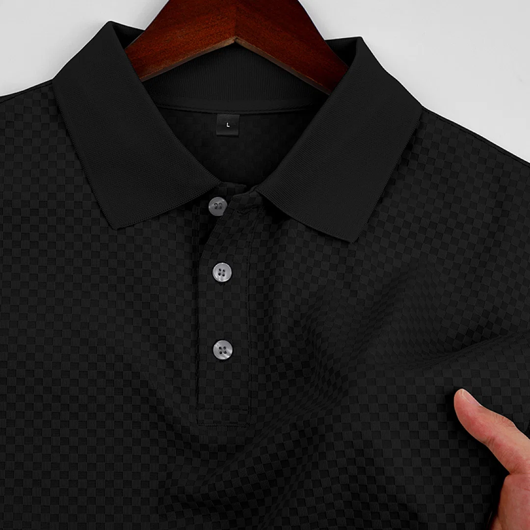 跨境美式夏季休闲男士商务简约通勤肌理纹免烫弹力短袖POLO 3