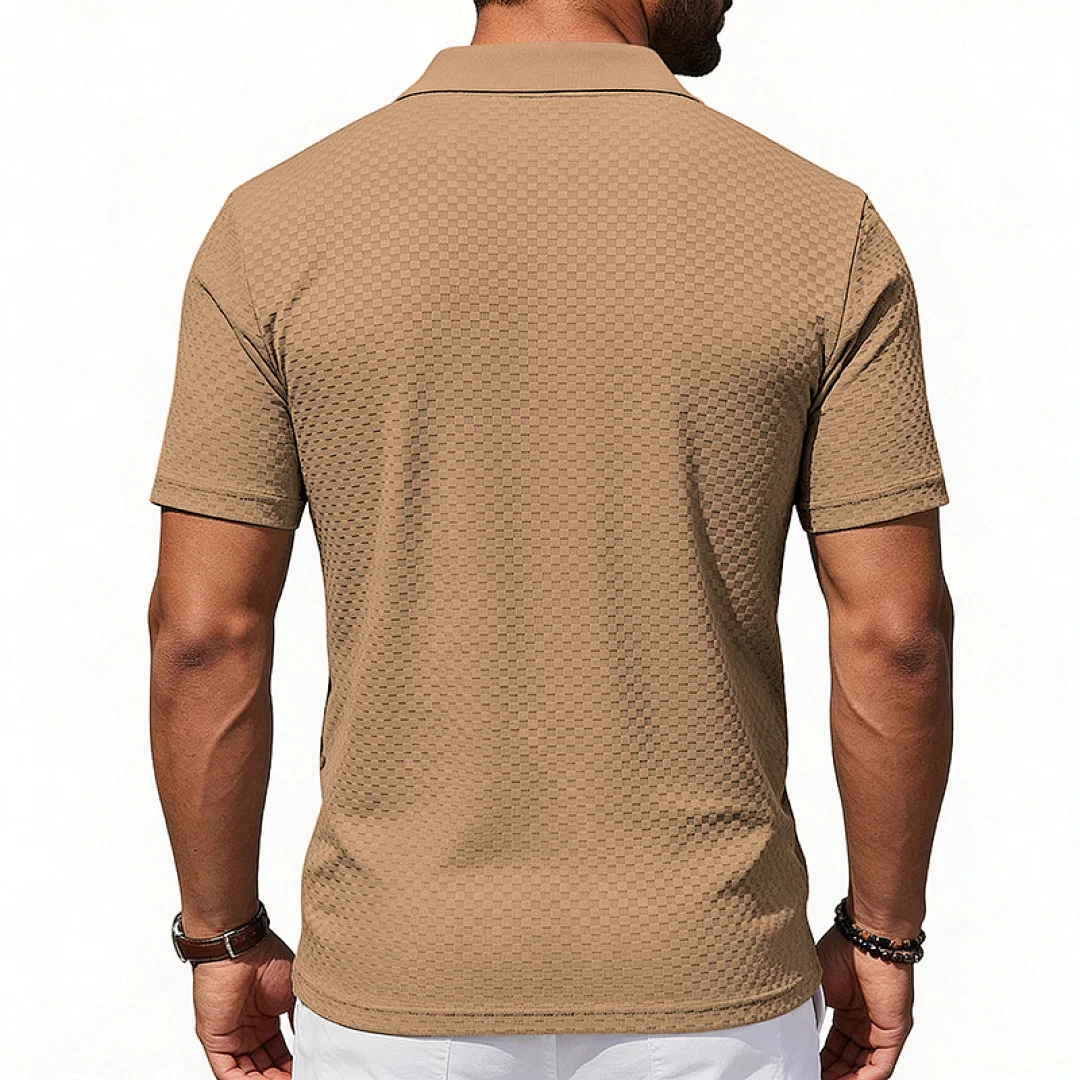 跨境美式夏季休闲男士商务简约通勤肌理纹免烫弹力短袖POLO 4