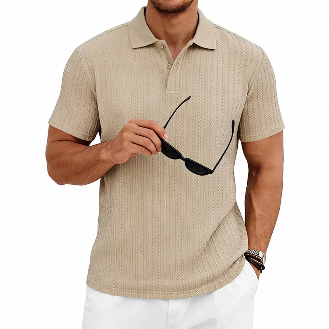 美式夏季男士休闲针织肌理纹高尔夫通勤简约短袖POLO衫 6