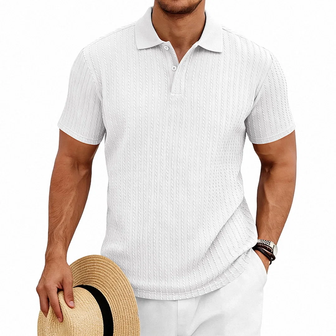 美式夏季男士休闲针织肌理纹高尔夫通勤简约短袖POLO衫 2